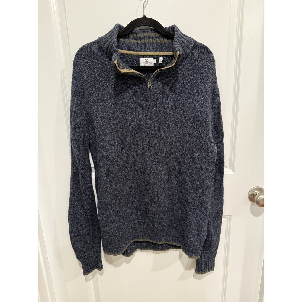7 Diamonds Knit Blue Sweater Pullover Quarter Zip Adult Mens Medium